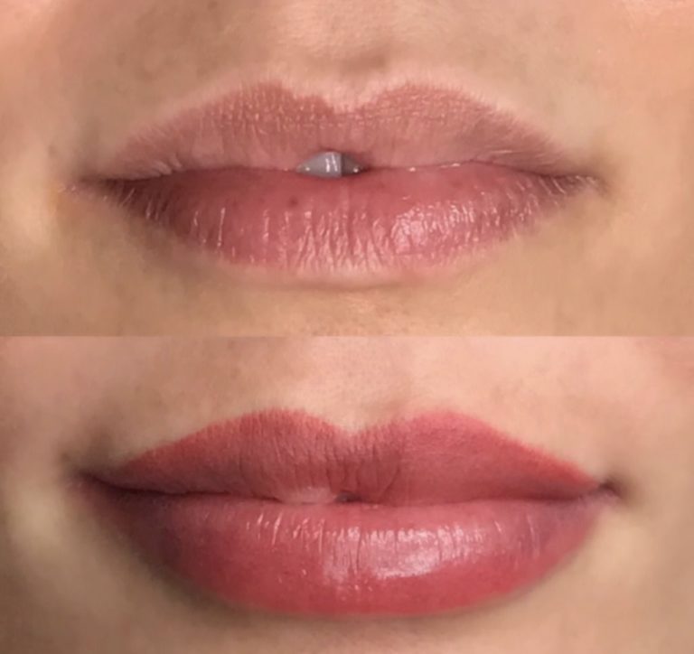 before and after lip tattoo
