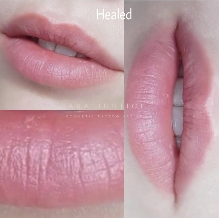 extreme close-up of healed lips